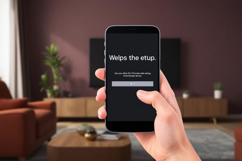 Main tenant un téléphone avec un message de configuration